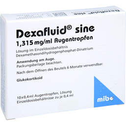 Abbildung: Dexafluid sine 1,315 mg / ml Augentropfeni.Einzeldosisb. 10X0.4 ml, Augentropfen PZN 10420252