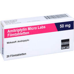 Abbildung: Amitriptylin Micro Labs 50 mg Filmtabletten 20 St, Filmtabletten PZN 10516868