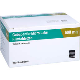 Abbildung: Gabapentin Micro Labs 600 mg Filmtabletten 200 St, Filmtabletten PZN 10517170