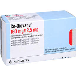 Abbildung: Codiovan 160 mg / 12,5 mg Filmtabletten 98 St, Filmtabletten PZN 10525979