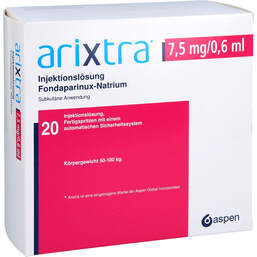 Abbildung: Arixtra 7,5 mg / 0,6 ml Injektionslösung in einer Fertigspritze 20X0.6 ml, Injektionslösung PZN 10531980