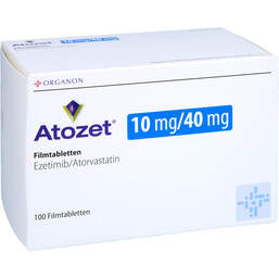 Abbildung: Atozet 10 mg / 40 mg Filmtabletten 100 St, Filmtabletten PZN 10538410