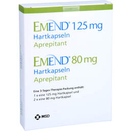 Abbildung: Emend 125 mg / 80 mg Hartkapseln 3 St, Hartkapseln PZN 10541837