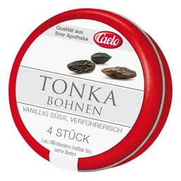 Abbildung: Tonkabohnen ganz Caelo HV-Packung Blechdose 4 St PZN 10549543