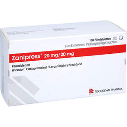 Abbildung: Zanipress 20 mg / 20 mg Filmtabletten 100 St, Filmtabletten PZN 10554343