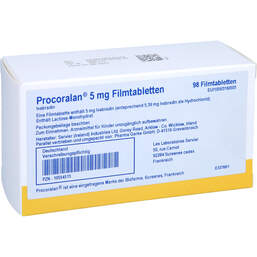 Abbildung: Procoralan 5 mg Filmtabletten 98 St, Filmtabletten PZN 10554515