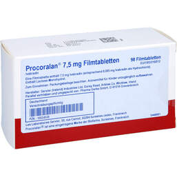 Abbildung: Procoralan 7,5 mg Filmtabletten 98 St, Filmtabletten PZN 10554538