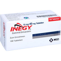 Abbildung: Inegy 10 mg / 40 mg Tabletten 100 St, Tabletten PZN 10554751