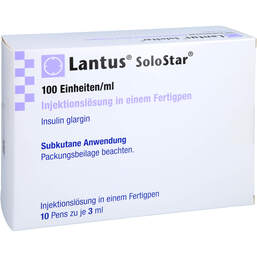 Abbildung: Lantus 100 E / ml Solostar Fertigpen 10X3 ml, Injektionslösung PZN 10628952