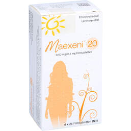 Abbildung: Maexeni 20 0,02 mg / 0,1 mg Filmtabletten 6X21 St, Filmtabletten PZN 10638146