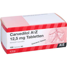 Abbildung: Carvedilol AbZ 12,5 mg Tabletten 100 St, Tabletten PZN 10638169