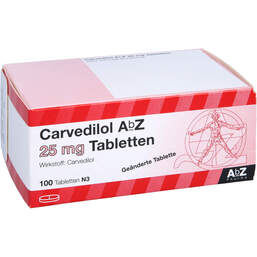 Abbildung: Carvedilol AbZ 25 mg Tabletten 100 St, Tabletten PZN 10638181
