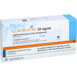 Abbildung: Lucentis 10 mg / ml Injektionslösung 1,65 mg Fertigspritze 1 St, Injektionslösung PZN 10708792