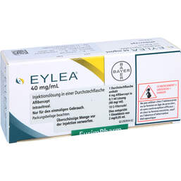 Abbildung: Eylea 40 mg / ml Injektionslösung Durchstechflasche 1 St, Injektionslösung PZN 10709521