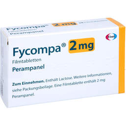 Abbildung: Fycompa 2 mg Filmtabletten 28 St, Filmtabletten PZN 10709567