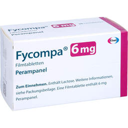 Abbildung: Fycompa 6 mg Filmtabletten 98 St, Filmtabletten PZN 10709662