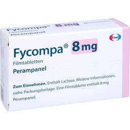 Abbildung: Fycompa 8 mg Filmtabletten 28 St, Filmtabletten PZN 10709679