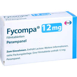 Abbildung: Fycompa 12 mg Filmtabletten 28 St, Filmtabletten PZN 10709722