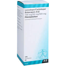 Abbildung: Levodopa / Carbidopa / Entacapon AbZ 100 / 25 / 200mg 175 St, Filmtabletten PZN 10712776