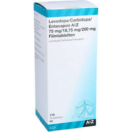 Abbildung: Levodopa / Carbidopa / Entacapon AbZ 75 / 18,75 / 200mg 175 St, Filmtabletten PZN 10712871