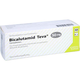 Abbildung: Bicalutamid Teva 50 mg Filmtabletten 90 St, Filmtabletten PZN 10713451