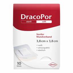 Abbildung: DracoPor Soft weiß Wundverband 3,8x3,8 cm steril 10 St, Pflaster PZN 10713787