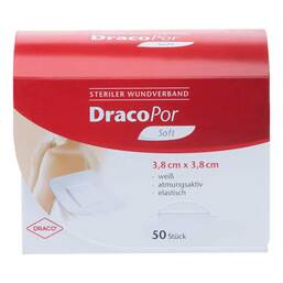 Abbildung: DracoPor Soft weiß Wundverband 3,8x3,8 cm steril 50 St, Pflaster PZN 10713818