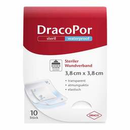 Abbildung: DracoPor waterproof Wundverband 3,8x3,8 cm steril 10 St, Pflaster PZN 10713876