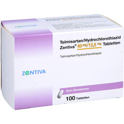 Abbildung: Telmisartan / HCT Zentiva 40 mg / 12,5 mg Tabletten 100 St, Tabletten PZN 10715415