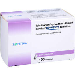 Abbildung: Telmisartan / HCT Zentiva 80 mg / 25 mg Tabletten 100 St, Tabletten PZN 10715438