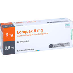 Abbildung: Lonquex 6 mg Injektionslösung in einer Fertigspritze 1 St, Fertigspritzen PZN 10737322