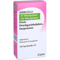 Abbildung: Serroflo 25 µg / 250 µg 120 Hub Dosieraerosol 1 St, Dosieraerosol PZN 10737977