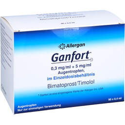 Abbildung: Ganfort 0,3 mg / ml + 5 mg / ml AT in Einzeldosisbeh. 90X0.4 ml, Augentropfen PZN 10738422