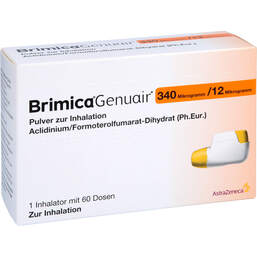 Abbildung: Brimica Genuair 340 µg / 12 µg Pulver zur Inhalation 60ED 1 St, Inhalationspulver PZN 10744718