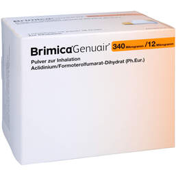 Abbildung: Brimica Genuair 340 µg / 12 µg Pulver zur Inhalation 60ED 3 St, Inhalationspulver PZN 10744724