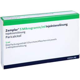 Abbildung: Zemplar 5 Mikrogramm / ml Injektionslösung Durchstechflasche 5X1 ml, Injektionslösung PZN 10748260