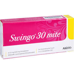 Abbildung: Swingo 30 mite 0,125 mg / 0,03 mg Filmtabletten 3X21 St, Filmtabletten PZN 10750989