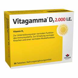 Abbildung: Vitagamma D3 2.000 I.E. Vitamin D3 NEM Tabletten Tabletten, 50 St PZN 10751061