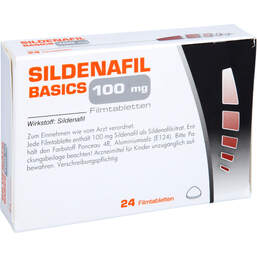 Abbildung: Sildenafil Basics 100 mg Filmtabletten 24 St, Filmtabletten PZN 10756868