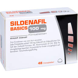 Abbildung: Sildenafil Basics 100 mg Filmtabletten 48 St, Filmtabletten PZN 10756897