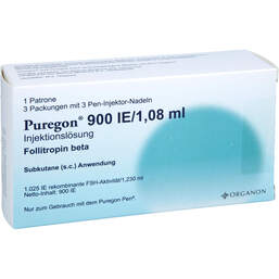 Abbildung: Puregon 900 I.E. / 1,08 ml Zyl.Ampulle + 9 Pen Injektion Nad. 1 St, Injektionslösung PZN 10757721