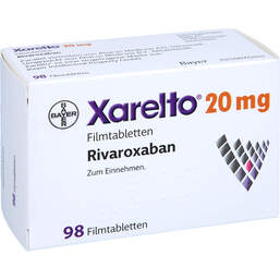Abbildung: Xarelto 20 mg Filmtabletten 98 St, Filmtabletten PZN 10762426