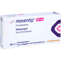 Abbildung: Moventig 25 mg Filmtabletten 30 St, Filmtabletten PZN 10763489