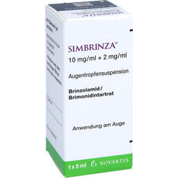 Abbildung: Simbrinza 10 mg / ml + 2 mg / ml Augentropfensuspension 5 ml, Augentropfen PZN 10784586