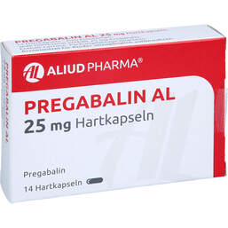 Abbildung: Pregabalin AL 25 mg Hartkapseln 14 St, Hartkapseln PZN 10791729