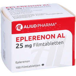 Abbildung: Eplerenon AL 25 mg Filmtabletten 100 St, Filmtabletten PZN 10809116