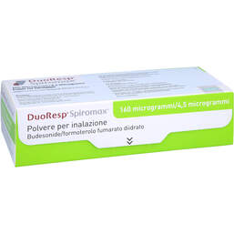 Abbildung: Duoresp Spiromax 160µg / 4,5µg / Dosis 1x120ED Inh.-P. 1 St, Inhalationspulver PZN 10813187