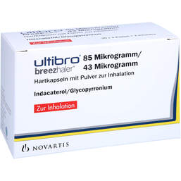 Abbildung: Ultibro Breezhaler 85 µg / 43 µg Hartk.mit Pulver zur Inh. 30 St, Hartkapseln mit Pulver zur Inhalation PZN 10813425