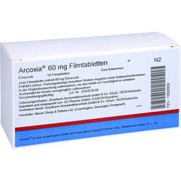 Abbildung: Arcoxia 60 mg Filmtabletten 50 St, Filmtabletten PZN 10822909