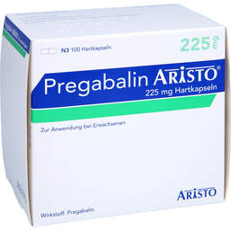 Abbildung: Pregabalin Aristo 225 mg Hartkapseln 100 St, Hartkapseln PZN 10834433